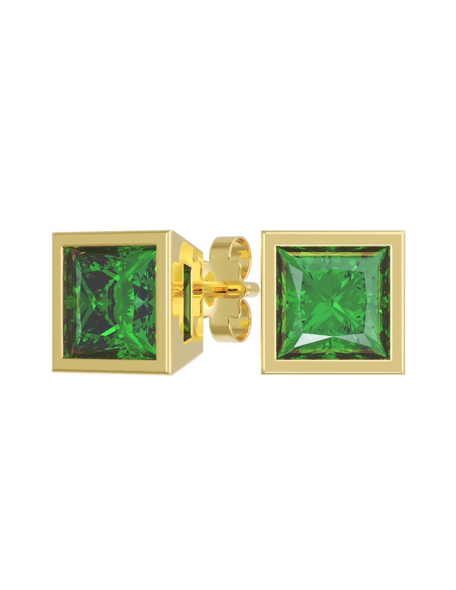 Broqueles de oro 14 k con acabado pulido zirconia