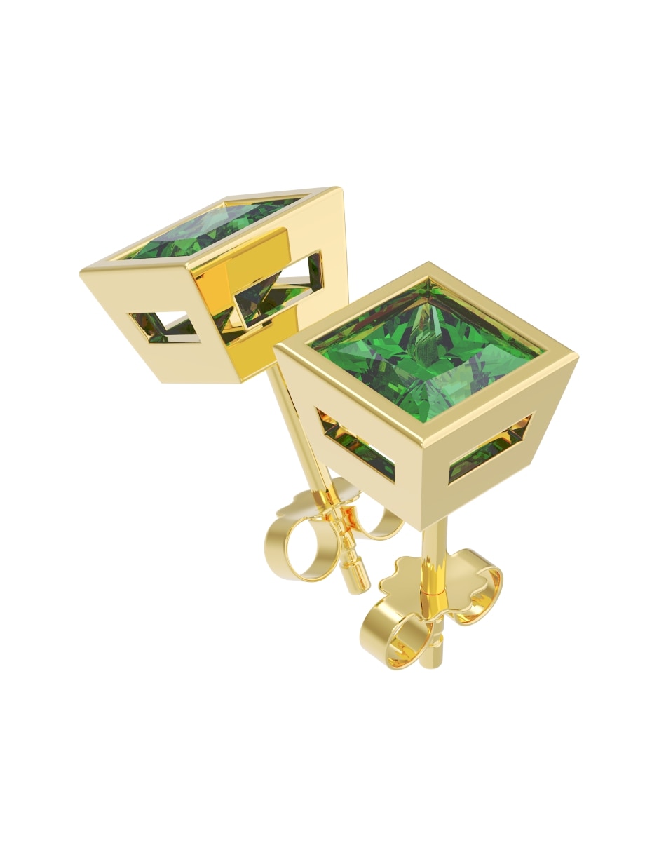 Broqueles de oro 14 k con acabado pulido zirconia 3