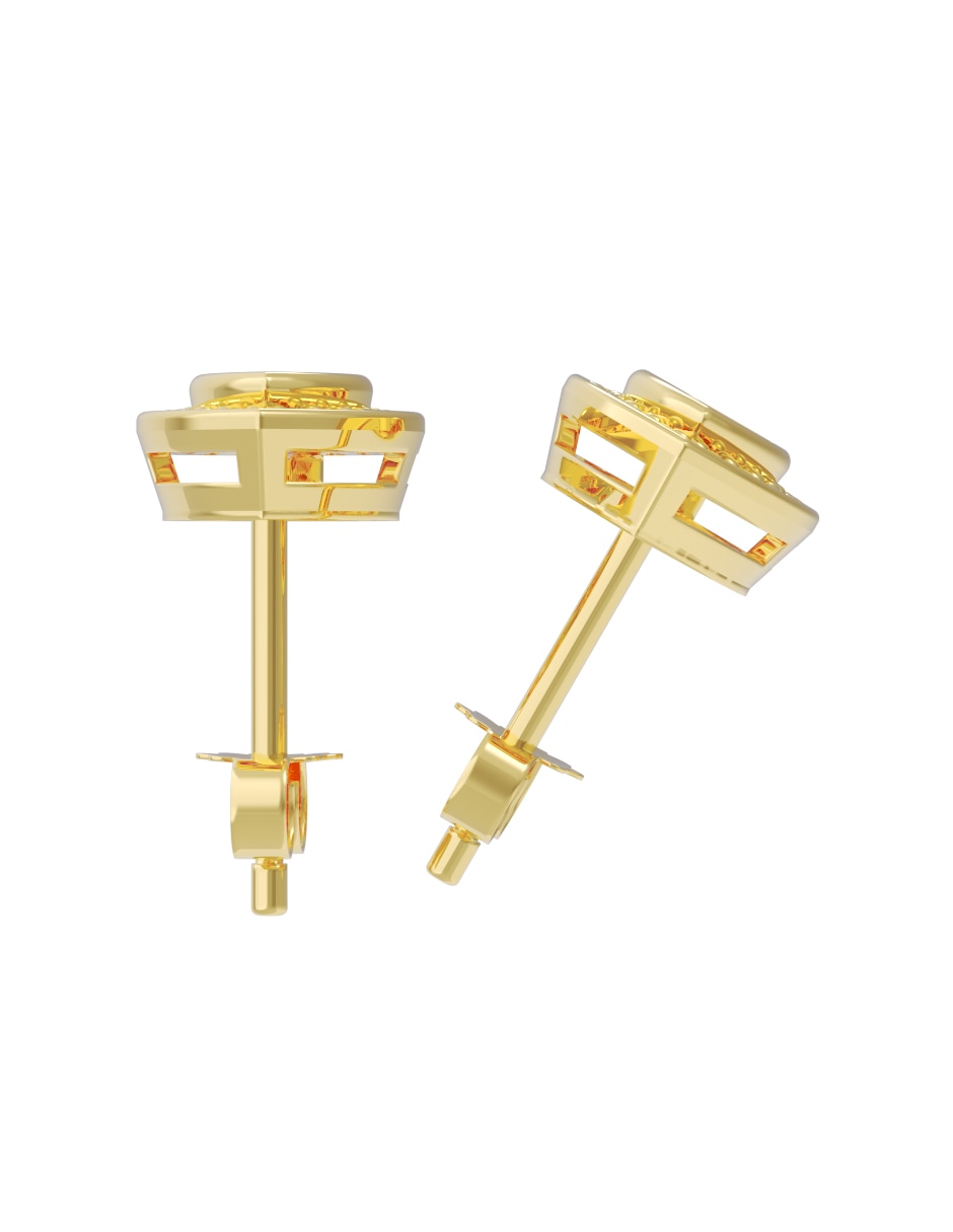 Broqueles de pera de oro 14 K con acabado pulido zirconia 3