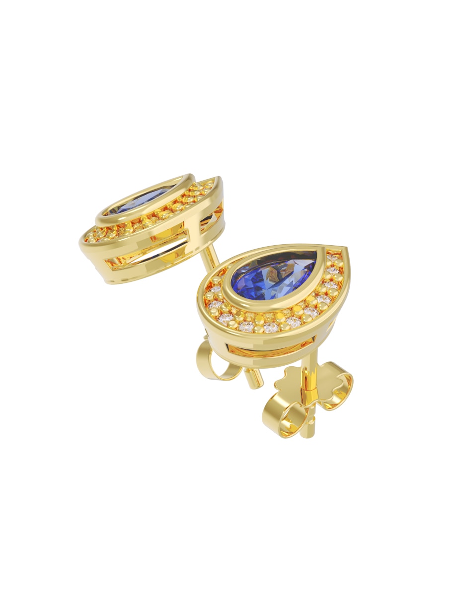 Broqueles de pera de oro 14 K con acabado pulido zirconia 2