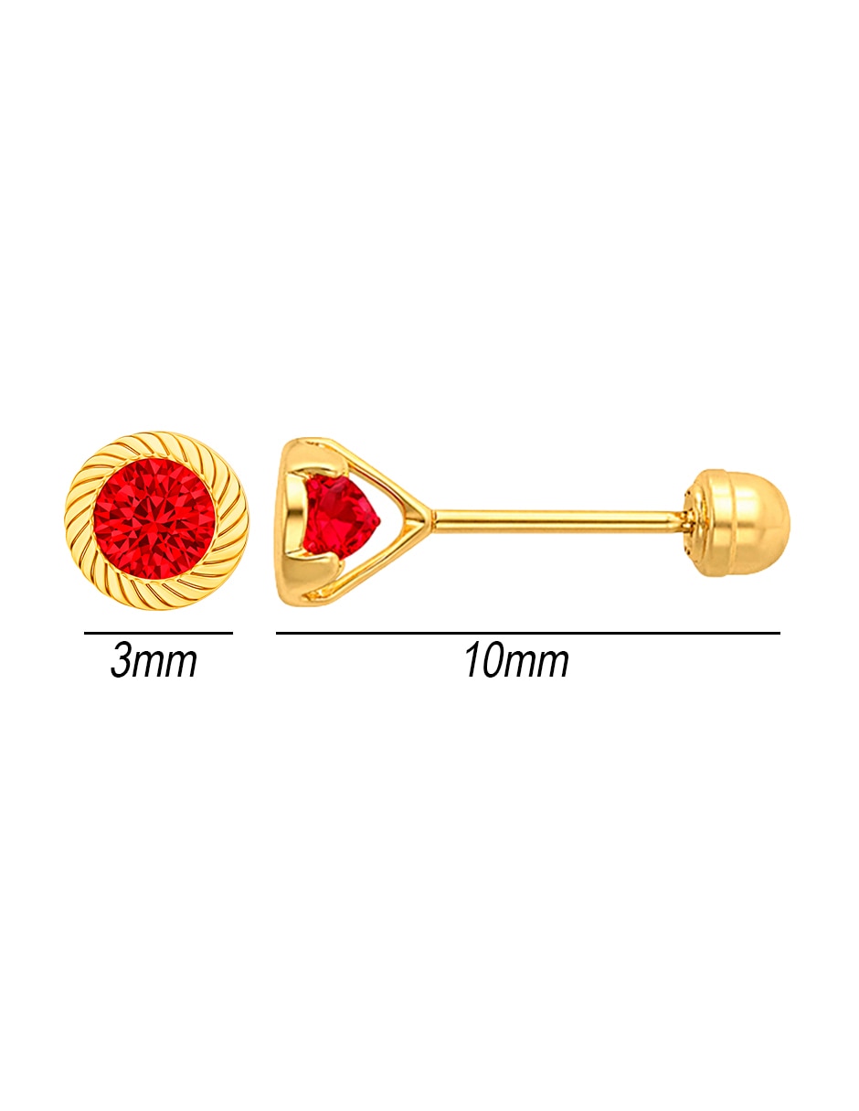 Broqueles de oro amarillo 14 K con acabado brillante zirconia 5