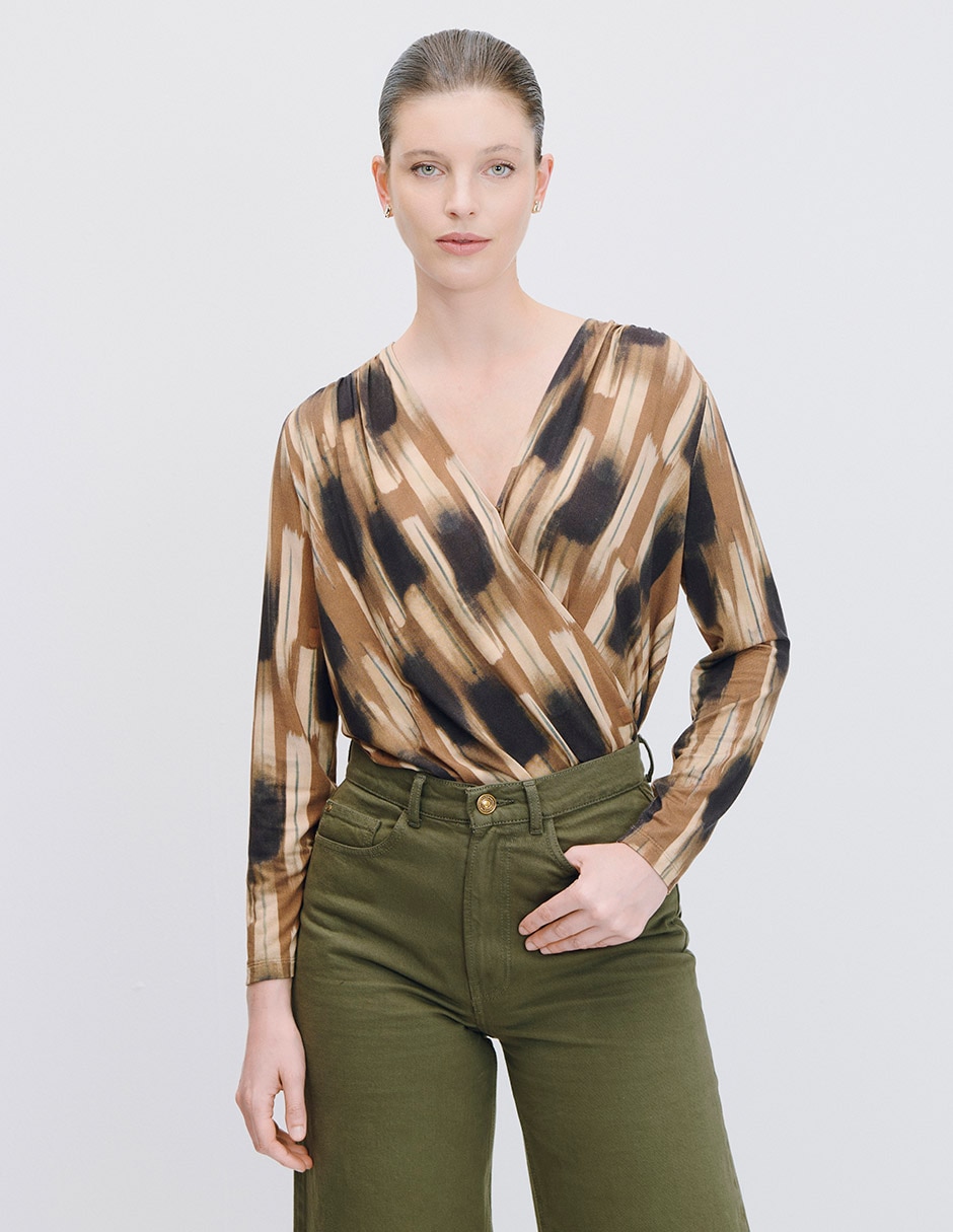 Blusa envolvente kilian manga larga para mujer Blusa envolvente kilian manga larga para mujer