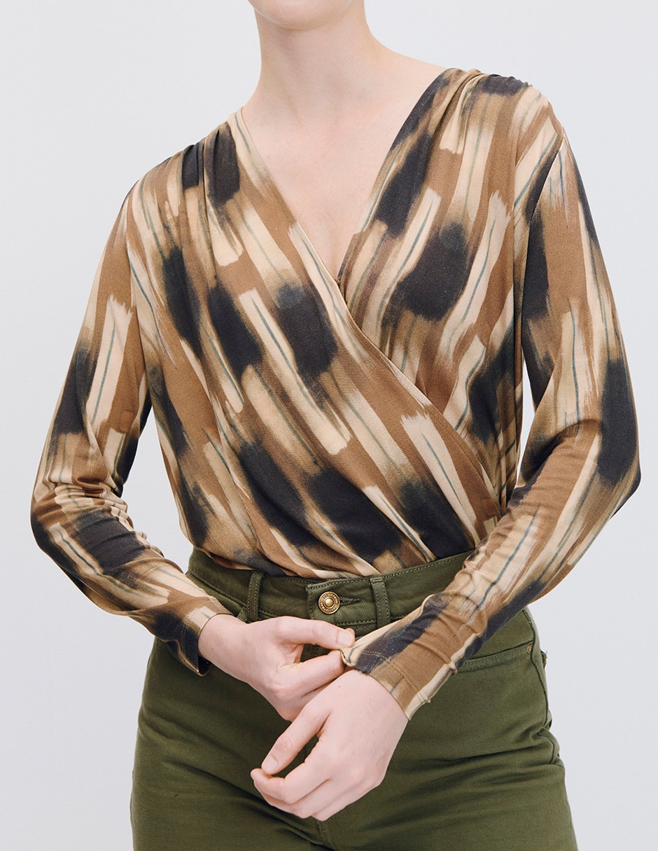 Blusa envolvente kilian manga larga para mujer 4