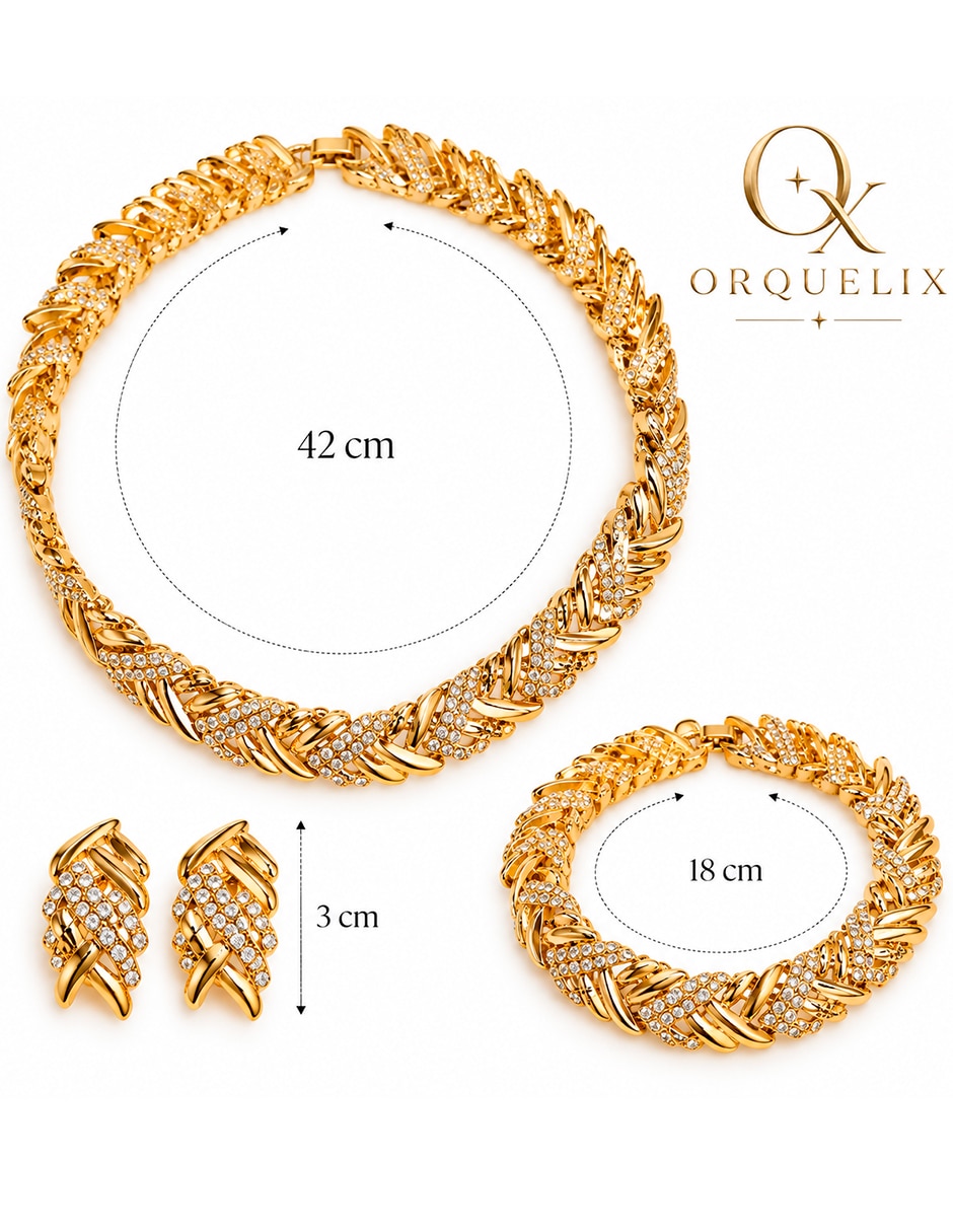 Set collar pulsera y aretes de acero inoxidable zirconia