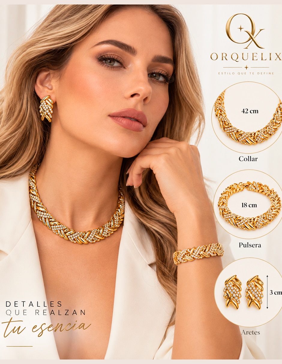 Set collar pulsera y aretes de acero inoxidable zirconia