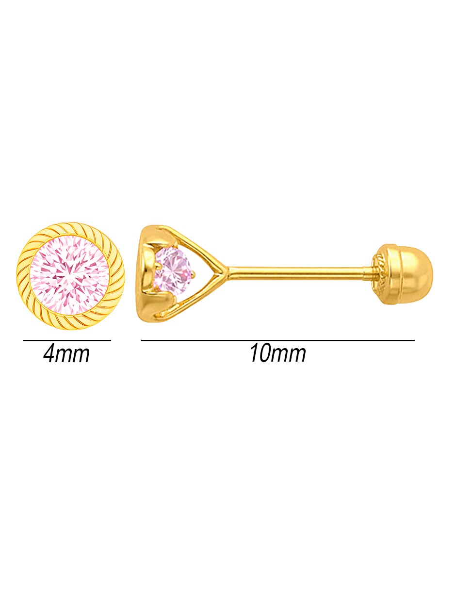 Broqueles de (si aplica) No aplica SIN FAMILIA de Oro amarillo 14 K con acabado Brillante Zirconia 5