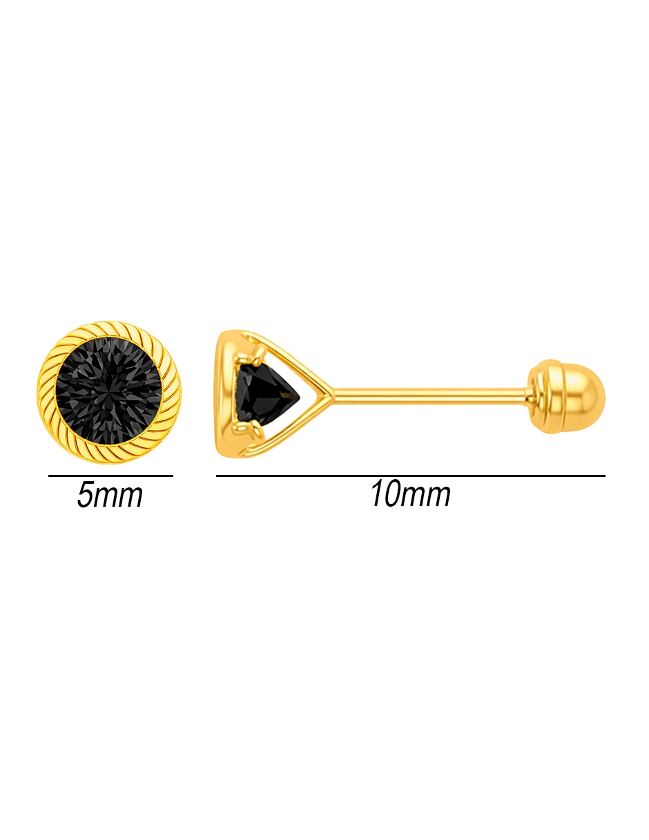 Broqueles de (si aplica) No aplica SIN FAMILIA de Oro amarillo 14 K con acabado Brillante Zirconia 5