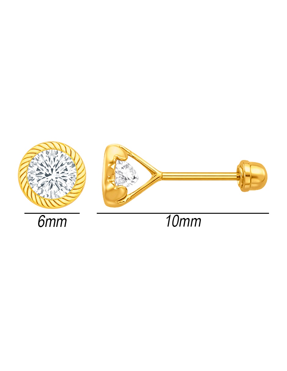 Broqueles de (si aplica) No aplica SIN FAMILIA de Oro amarillo 14 K con acabado Brillante Zirconia 5