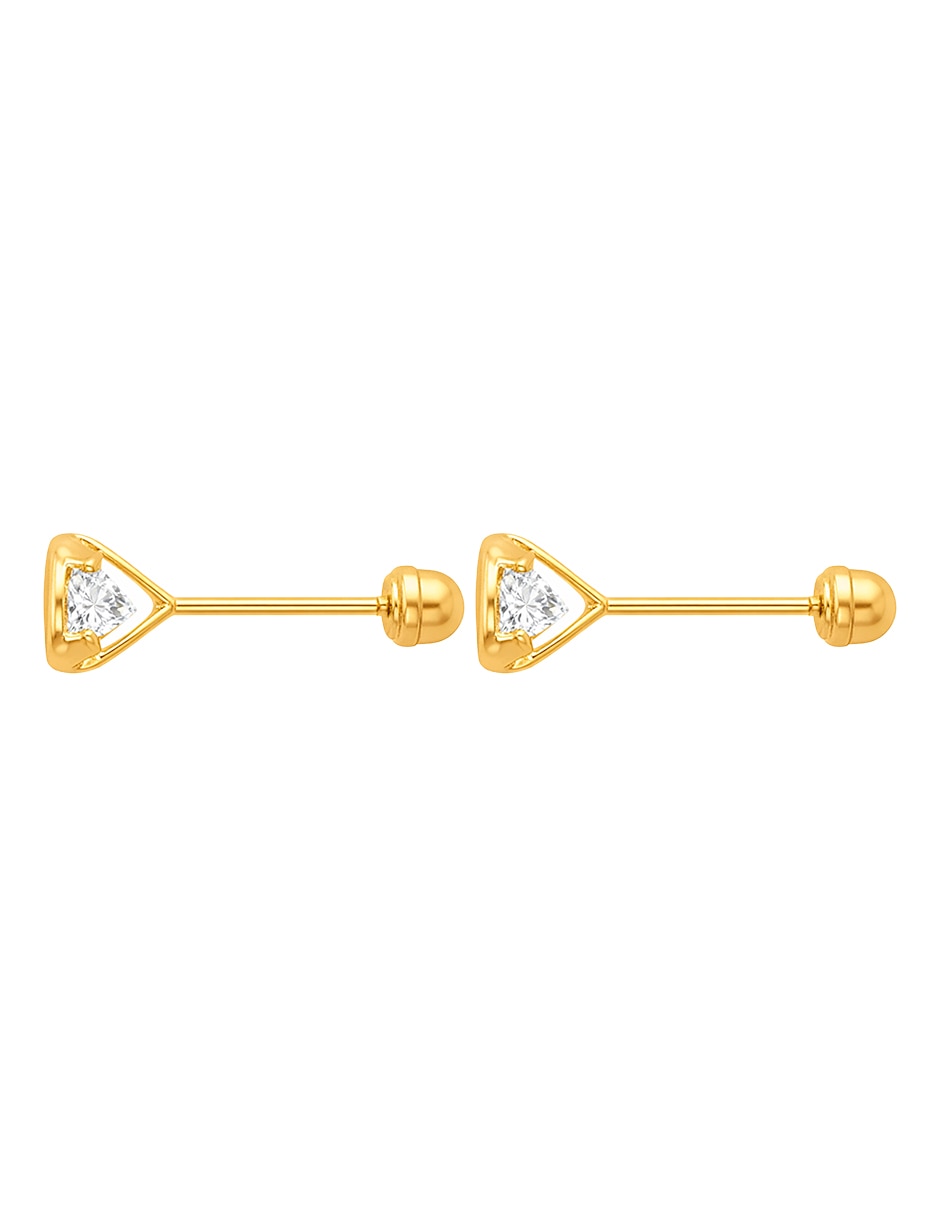 Broqueles de (si aplica) No aplica SIN FAMILIA de Oro amarillo 14 K con acabado Brillante Zirconia 2
