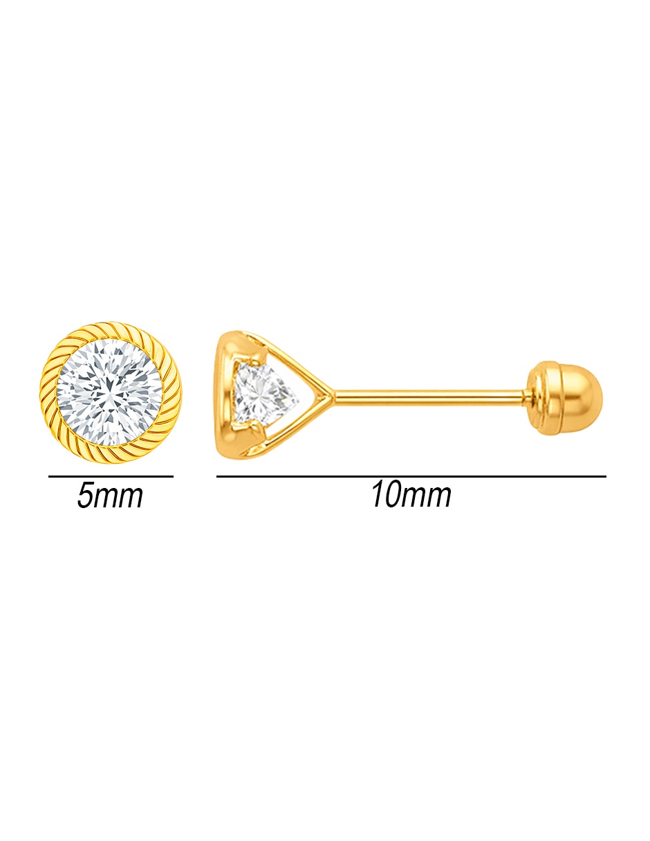 Broqueles de (si aplica) No aplica SIN FAMILIA de Oro amarillo 14 K con acabado Brillante Zirconia 5