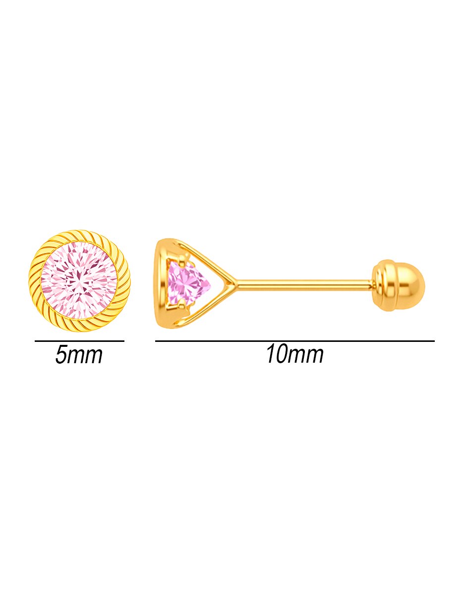 Broqueles de (si aplica) No aplica SIN FAMILIA de Oro amarillo 14 K con acabado Brillante Zirconia 5