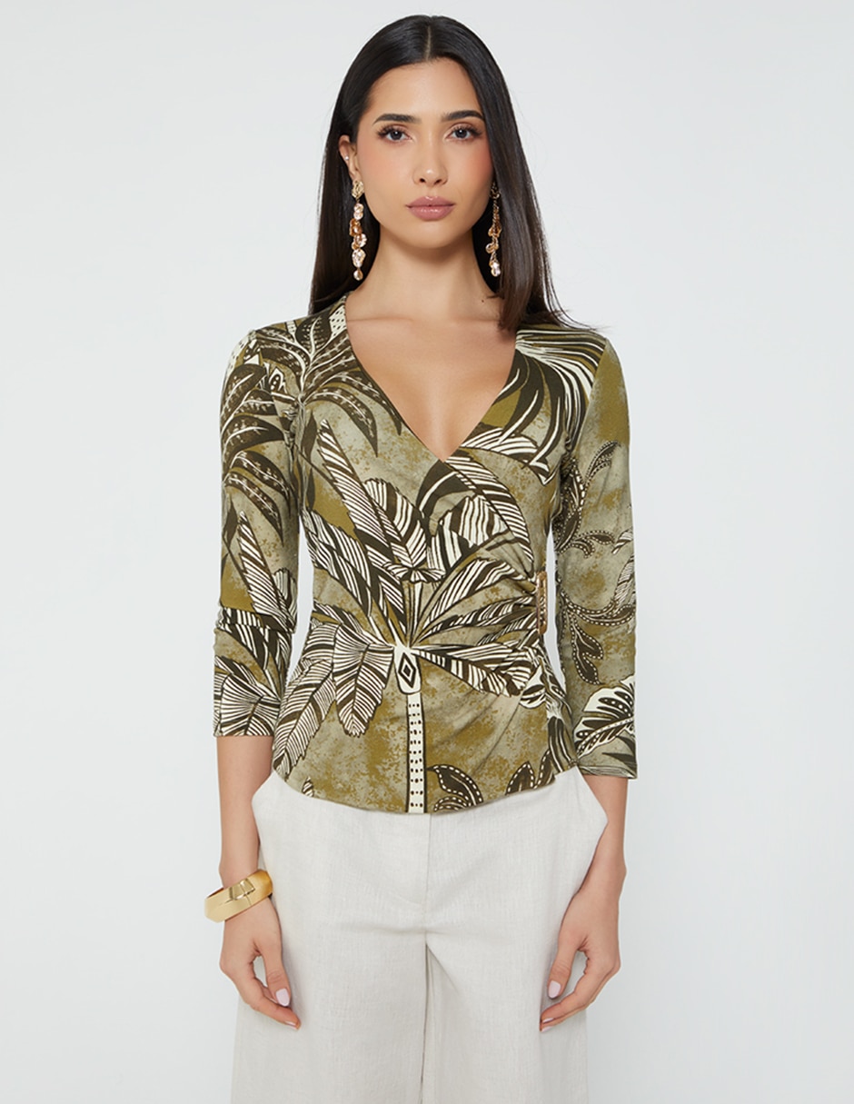 Blusa Terra Amazona manga 3/4 para mujer Blusa Terra Amazona manga 3/4 para mujer