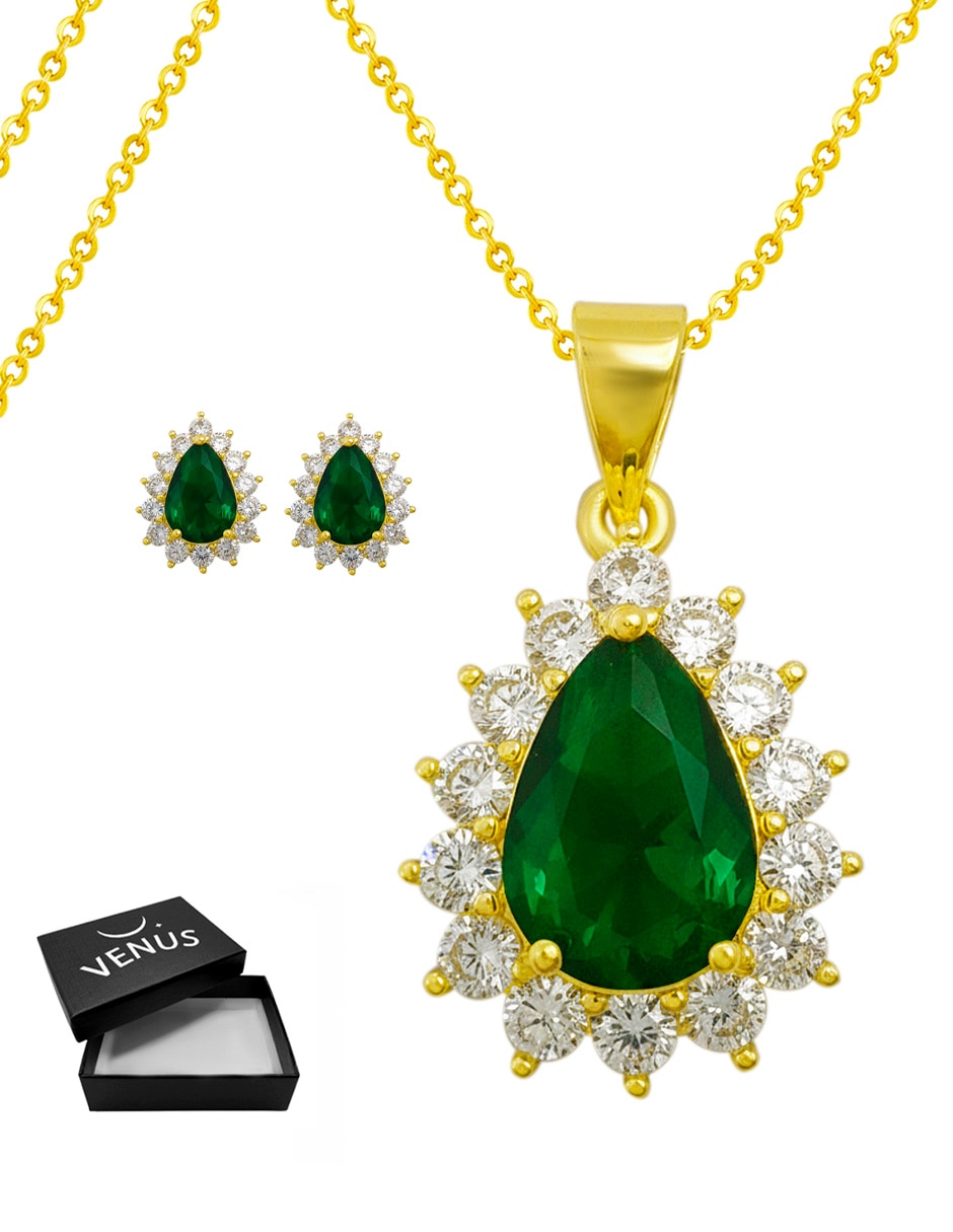 Set de collar y aretes Oro Laminado 18k No aplica de Latón Sin kilataje Zirconia