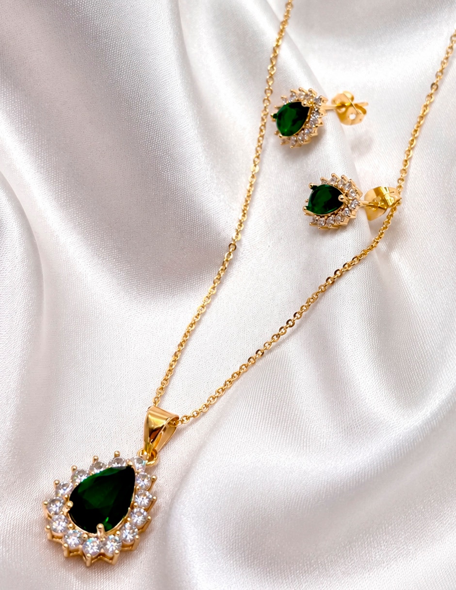 Set de collar y aretes Oro Laminado 18k No aplica de Latón Sin kilataje Zirconia 3