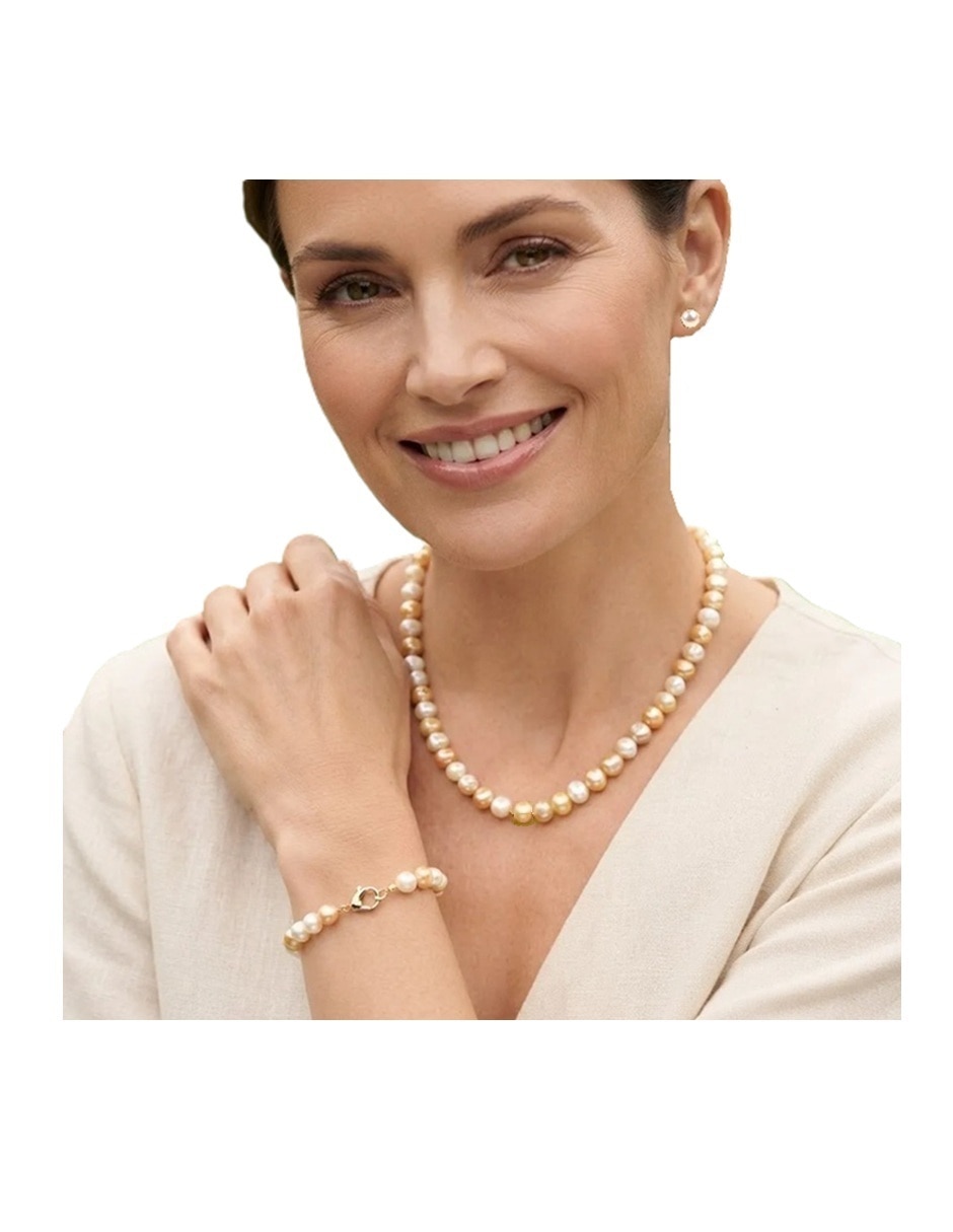 Set collar pulsera y aretes Clásico No aplica de Mezcla de materiales 14 k Perla cultivada