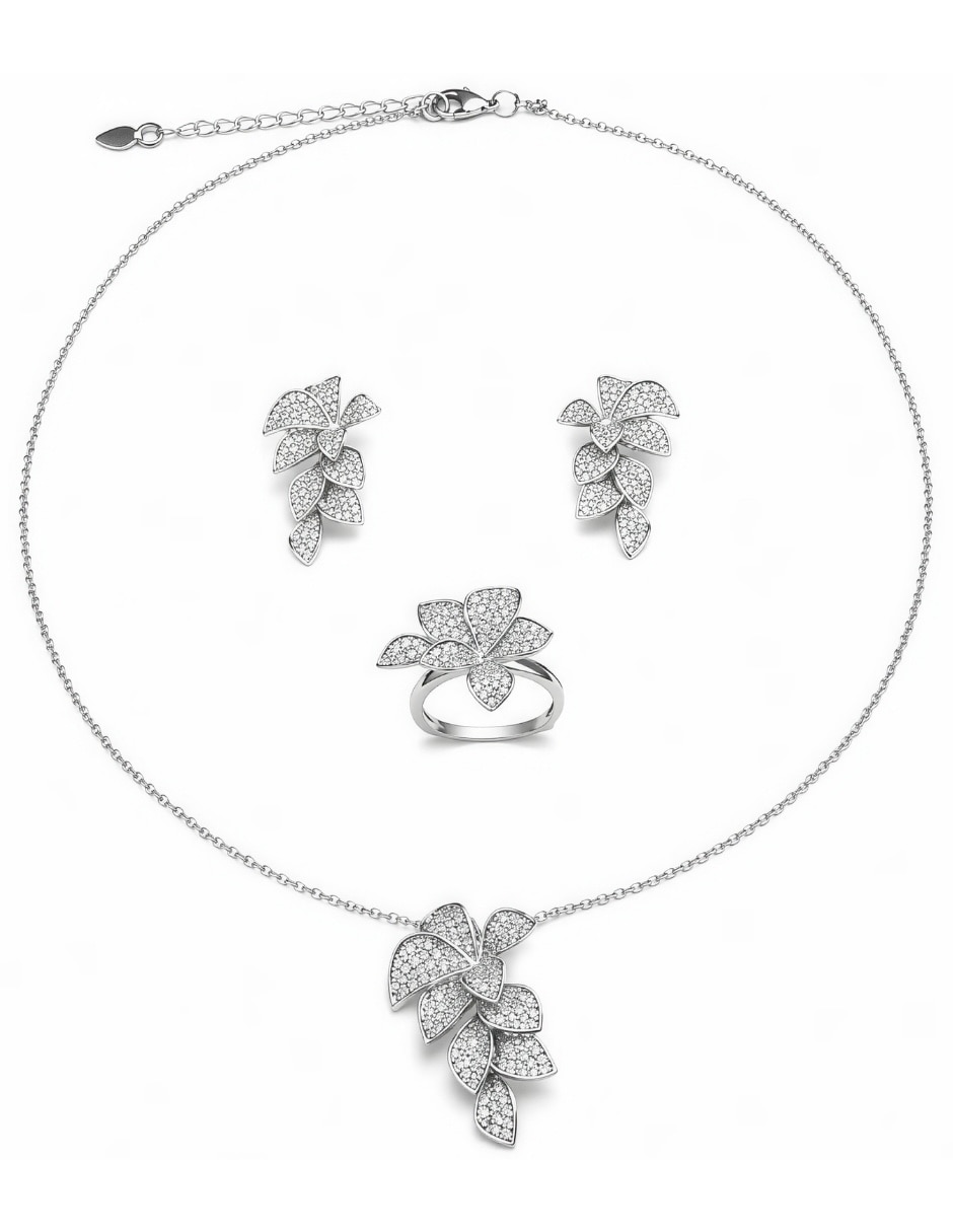 Aretes collar y anillo florenne zirconia Aretes collar y anillo florenne zirconia