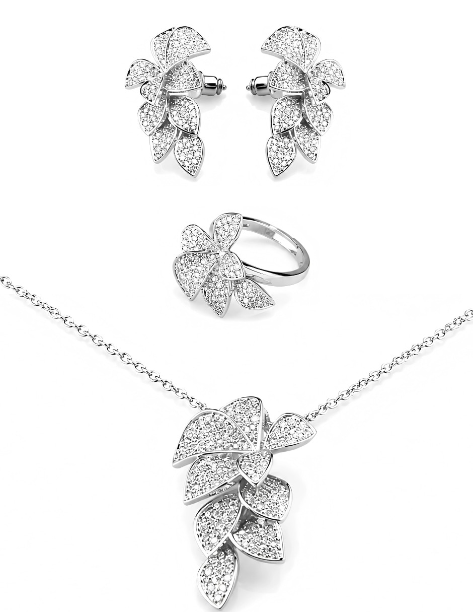 Aretes collar y anillo florenne zirconia 2