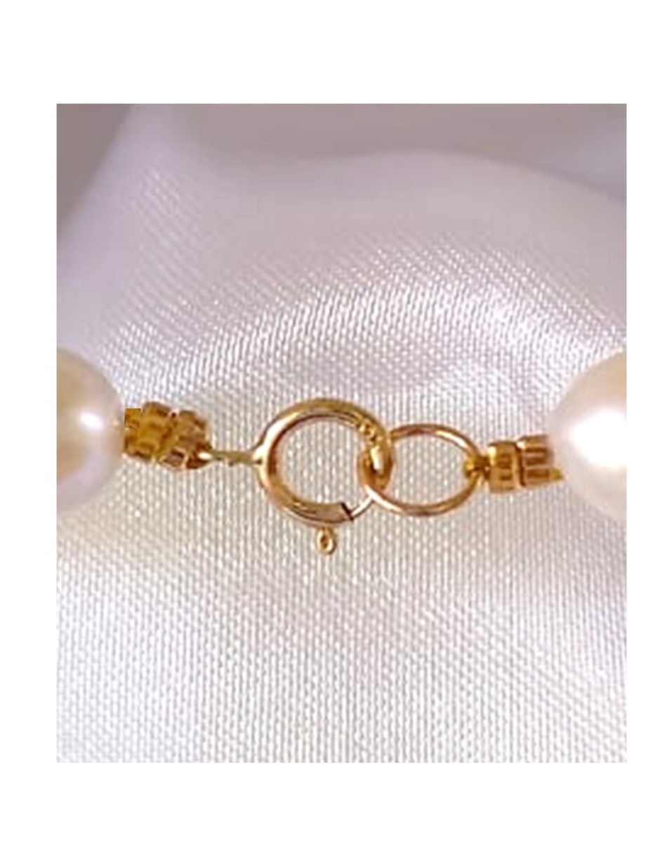 Set de collar y aretes clásico de oro 14 k perla cultivada 5