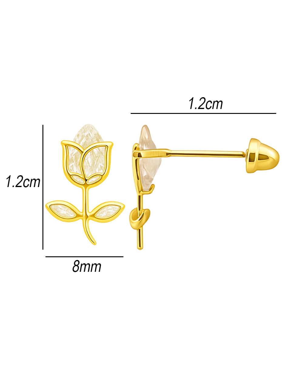 Broqueles de (si aplica) No aplica SIN FAMILIA de Oro amarillo 14 K con acabado Brillante Zirconia 6