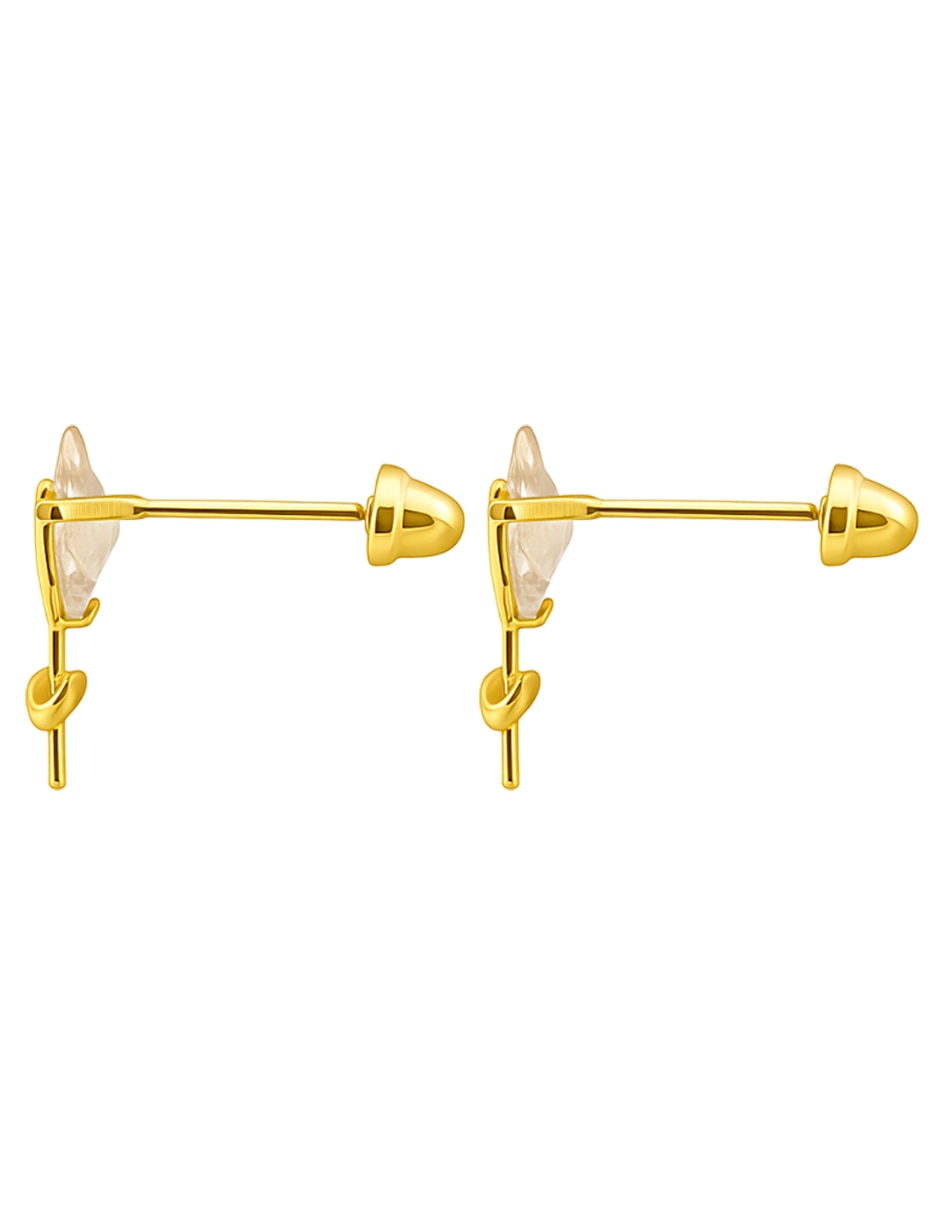 Broqueles de (si aplica) No aplica SIN FAMILIA de Oro amarillo 14 K con acabado Brillante Zirconia 3