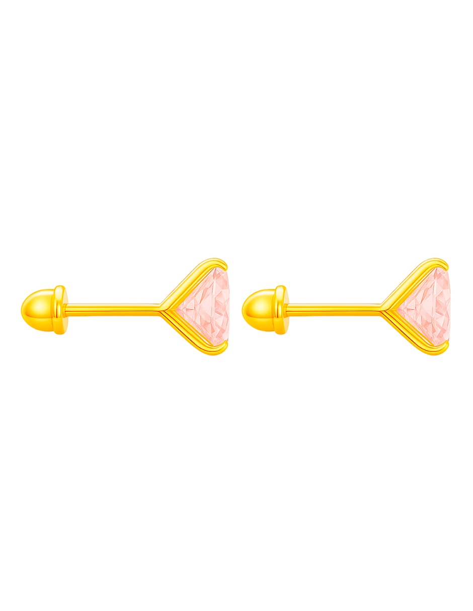 Broqueles de (si aplica) No aplica SIN FAMILIA de Oro amarillo 14 K con acabado Brillante Zirconia 2