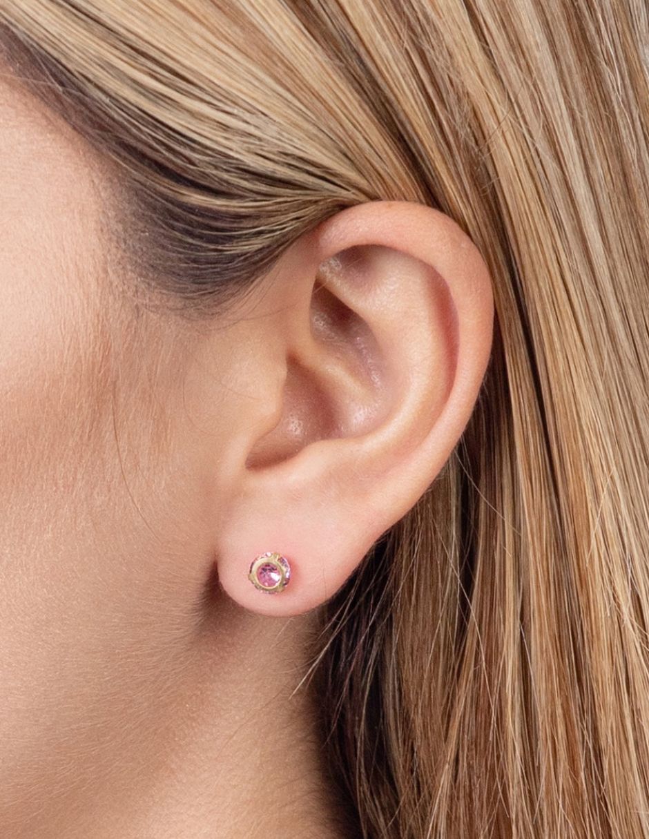 Broqueles de (si aplica) No aplica SIN FAMILIA de Oro amarillo 14 K con acabado Brillante Zirconia 3
