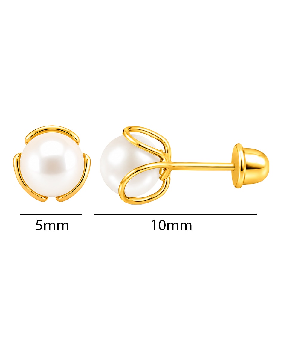 Broqueles de (si aplica) No aplica SIN FAMILIA de Oro amarillo 14 K con acabado Mate Perla 5