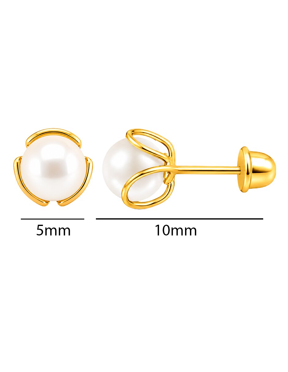 Broqueles de (si aplica) No aplica SIN FAMILIA de Oro amarillo 14 K con acabado Mate Perla 4