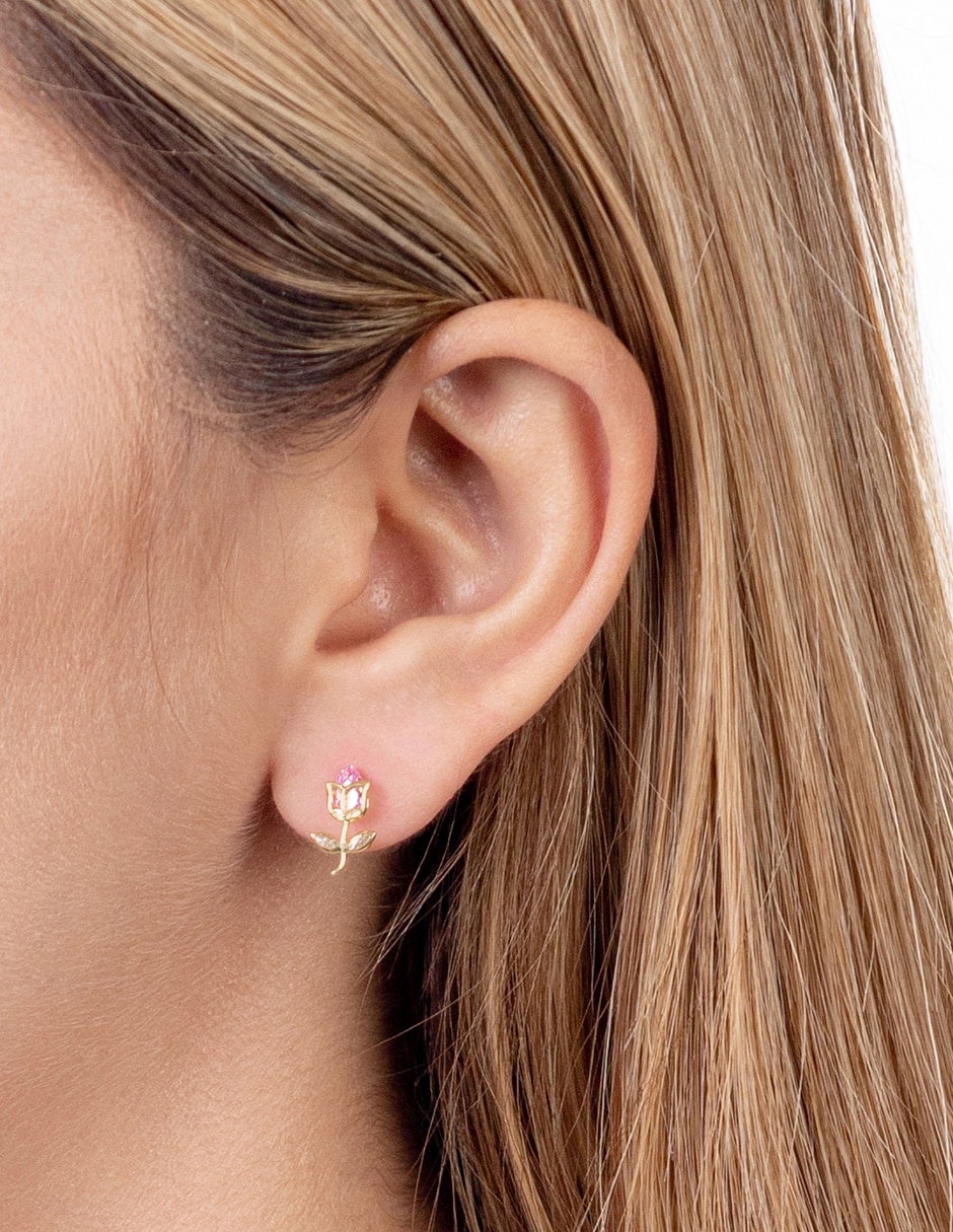 Broqueles de (si aplica) No aplica SIN FAMILIA de Oro amarillo 14 K con acabado Brillante Zirconia 4