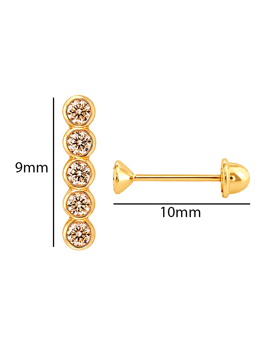Broqueles de (si aplica) No aplica SIN FAMILIA de Oro amarillo 14 K con acabado Brillante Zirconia 5