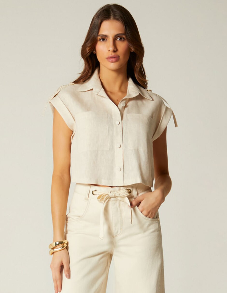 Blusa camisera Lujo Natural manga Corta para mujer Blusa camisera Lujo Natural manga Corta para mujer