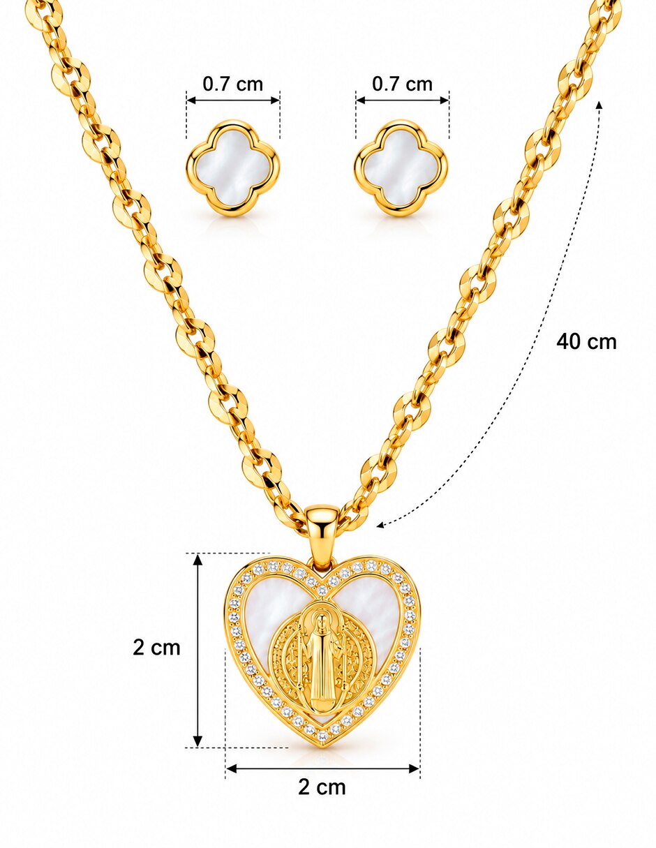 Set de collar y aretes No aplica de Acero inoxidable 10 k Nácar 2