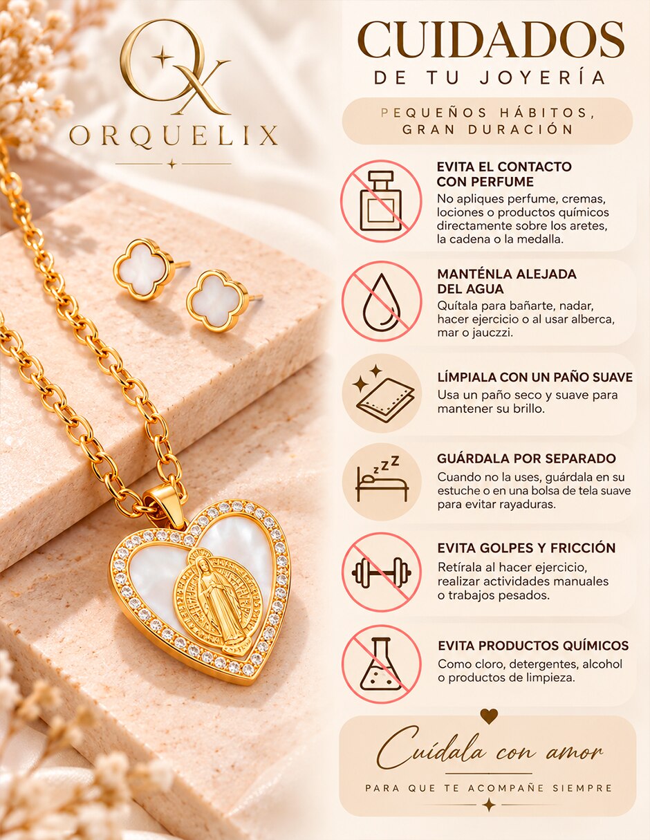 Set de collar y aretes No aplica de Acero inoxidable 10 k Nácar 6