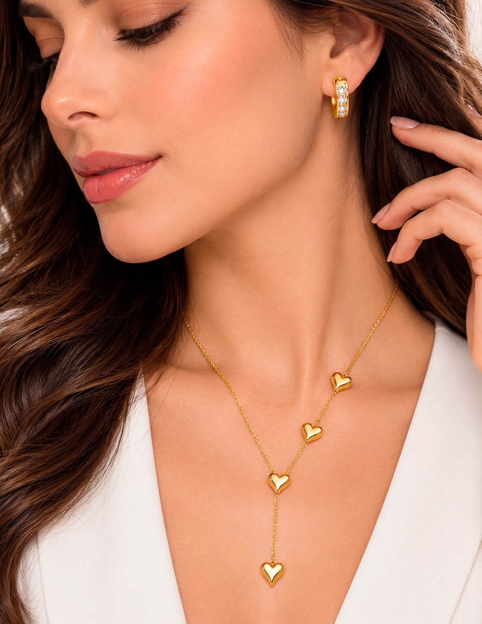 Set de collar y aretes No aplica de Acero inoxidable 10 k Zirconia