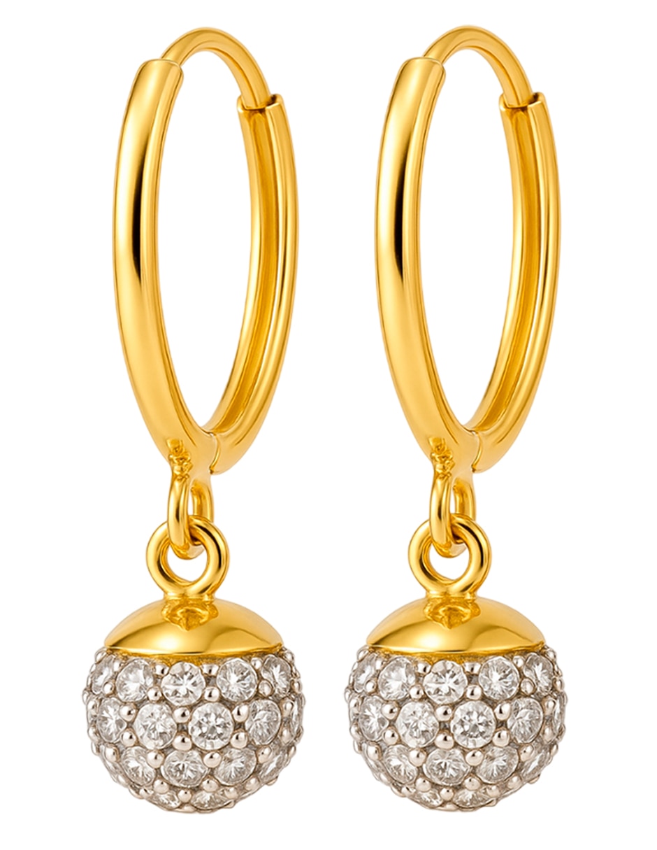 Arracadas de (si aplica) No aplica Sin familia de Oro 14 K con acabado Brillante Zirconia 2