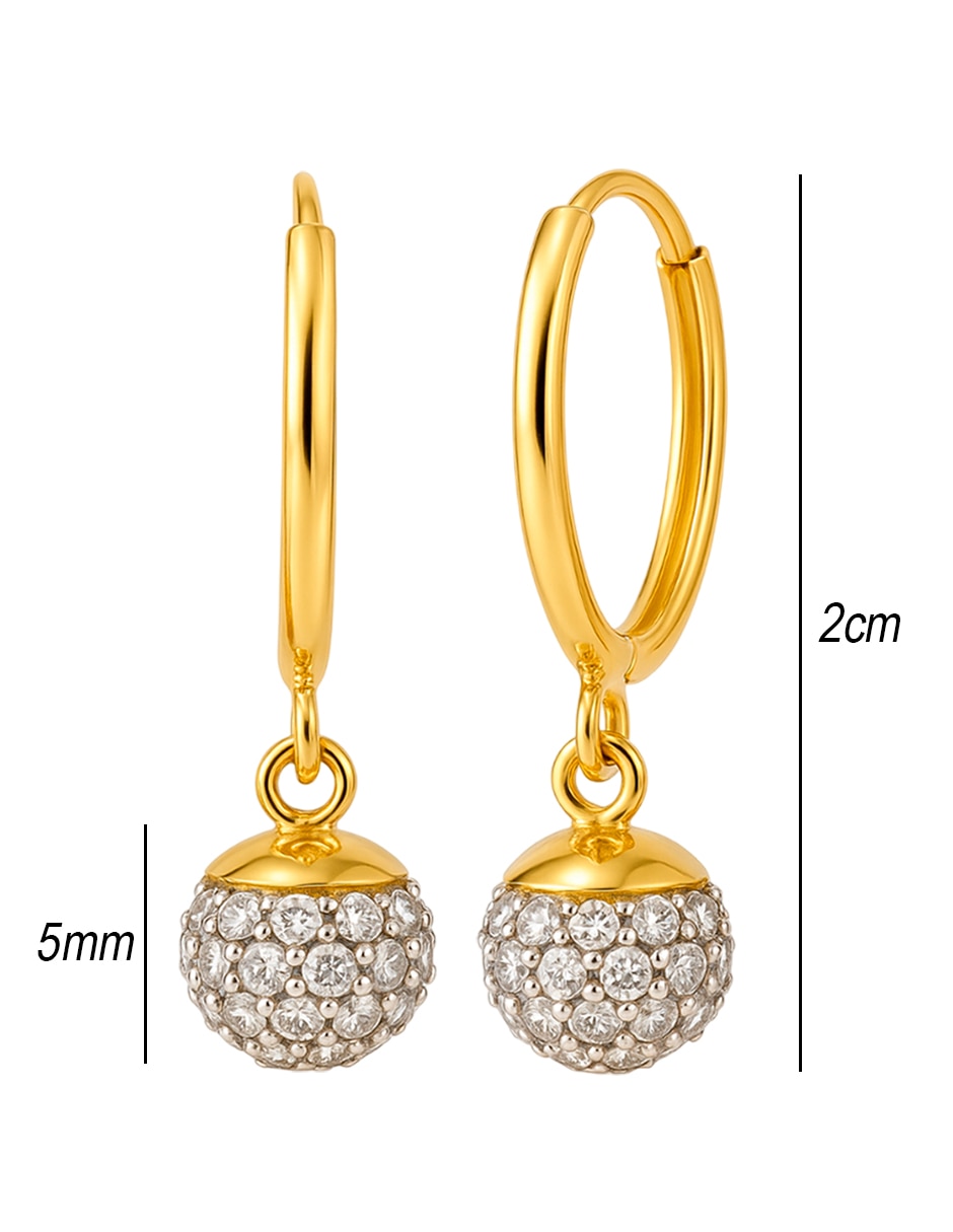 Arracadas de (si aplica) No aplica Sin familia de Oro 14 K con acabado Brillante Zirconia 5