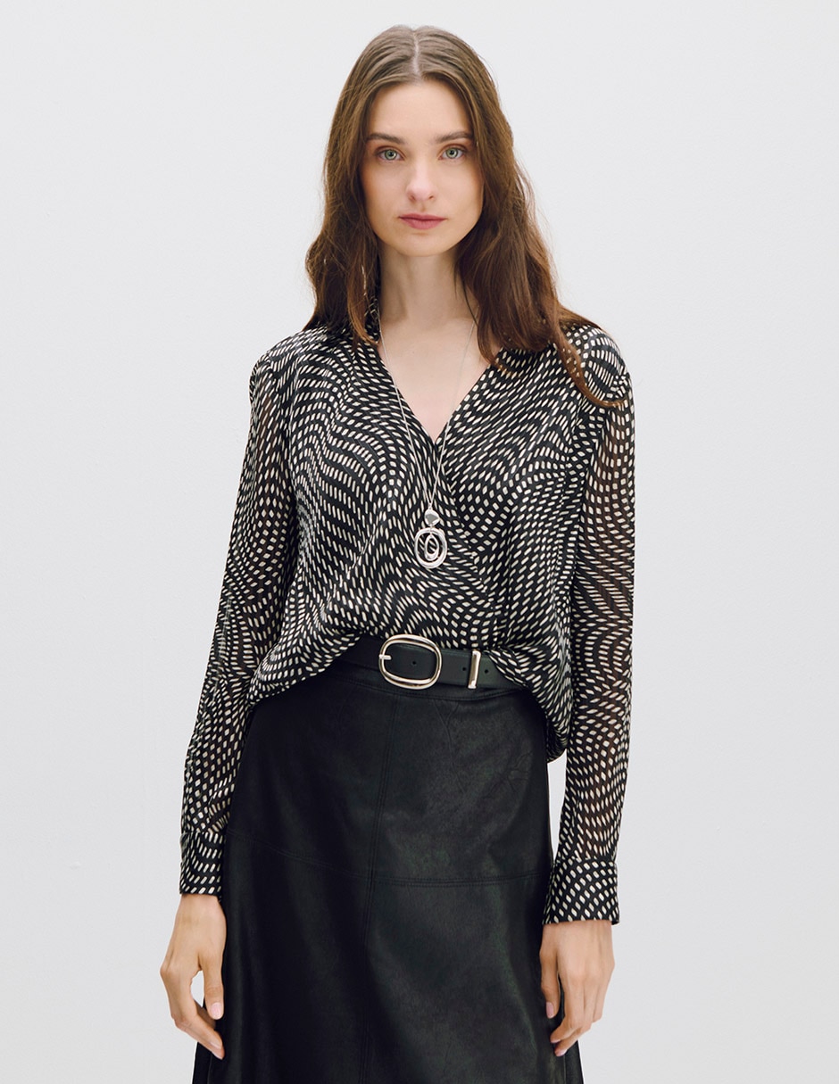 Blusa envolvente ONIX manga Larga para mujer