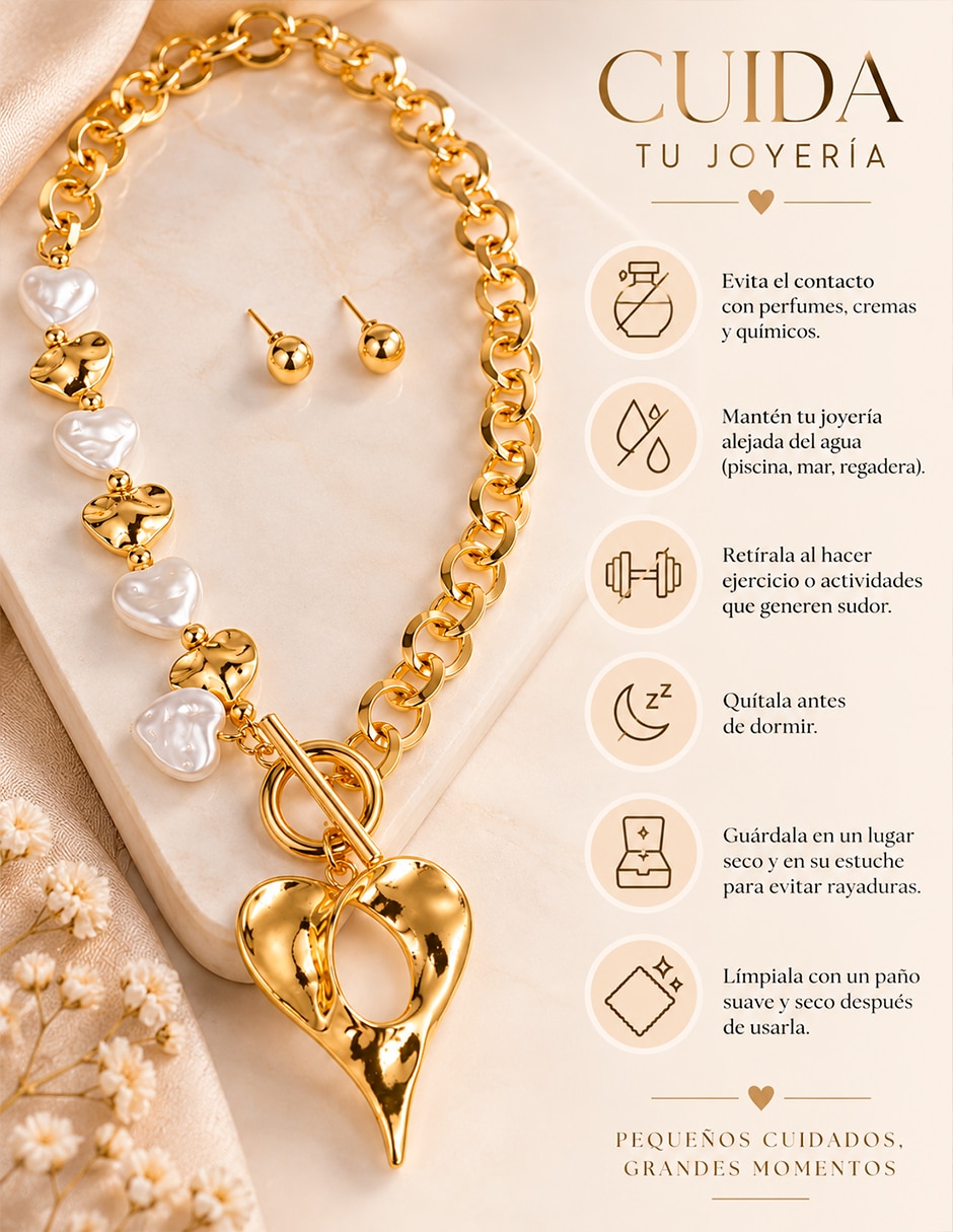 Set de collar y aretes de acero inoxidable madre perla 4