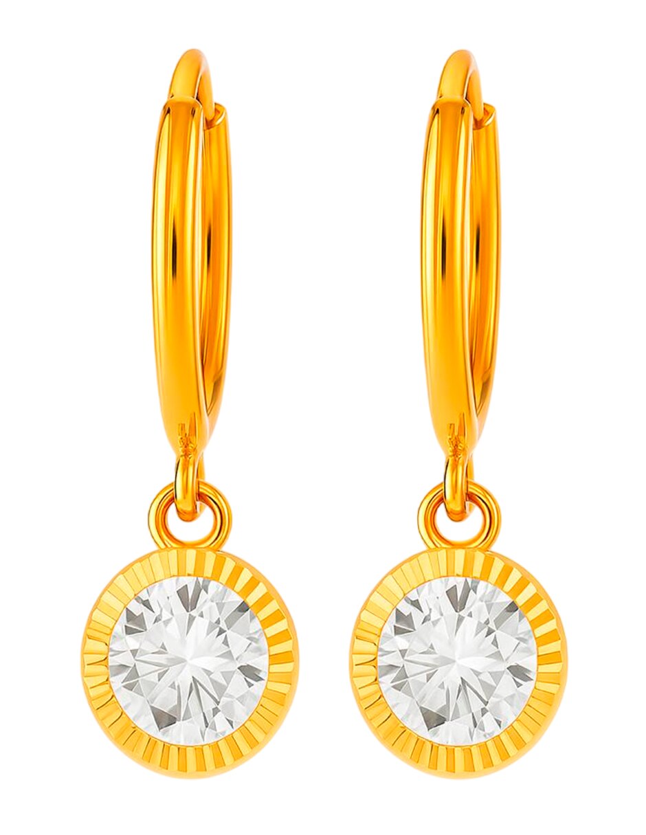 Arracadas de oro 10 k con acabado brillante zirconia 2