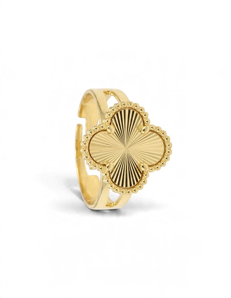 Collar pulsera anillo y aretes de trébol de oro laminado 18 k