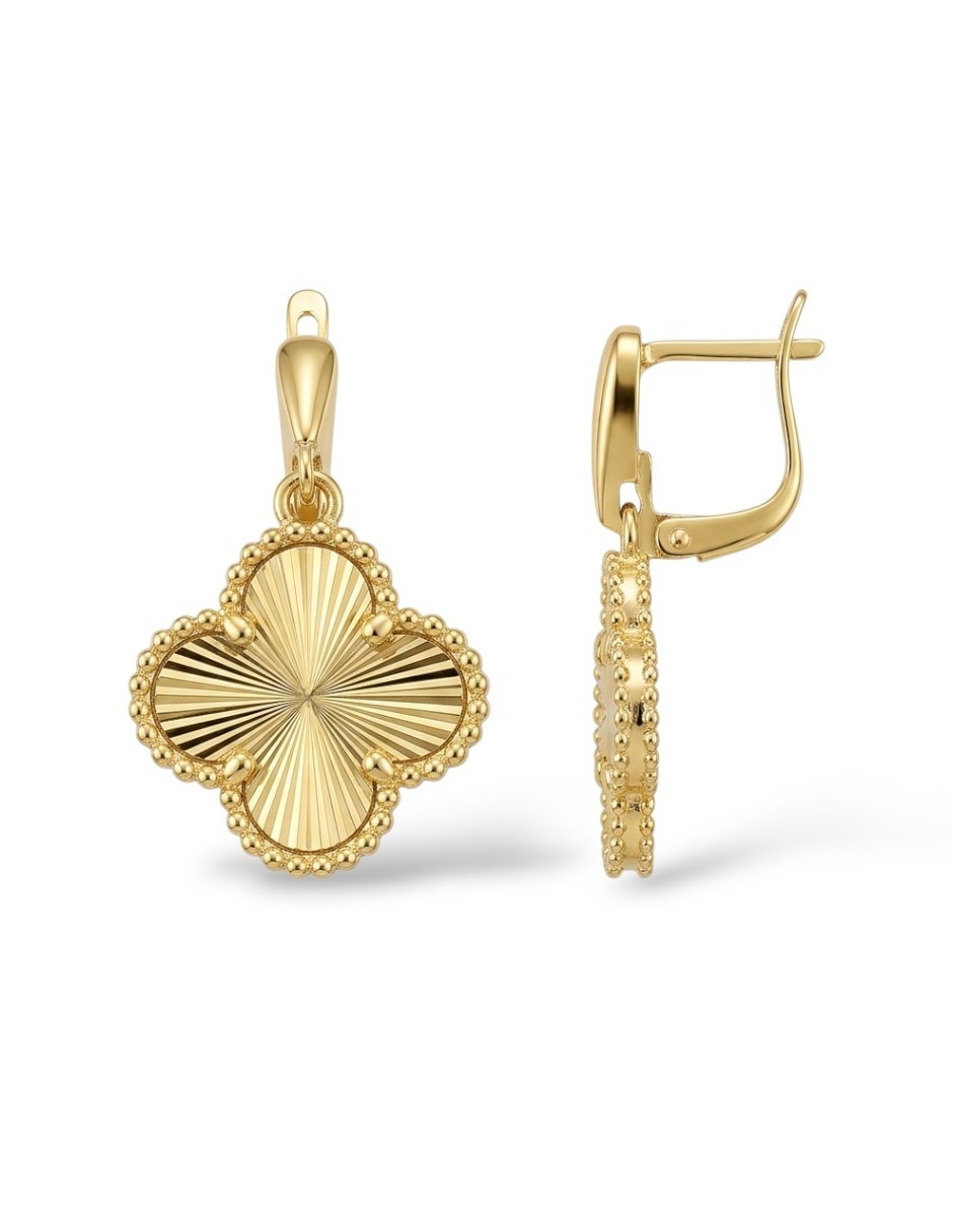 Collar pulsera anillo y aretes de trébol de oro laminado 18 k 5