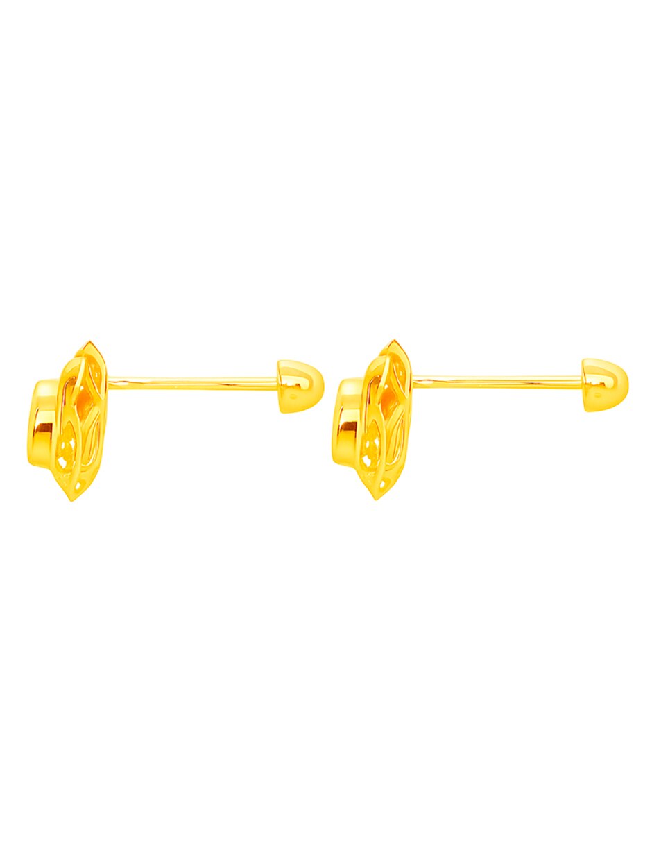 Broqueles de oro 14 k con acabado brillante zirconia 5