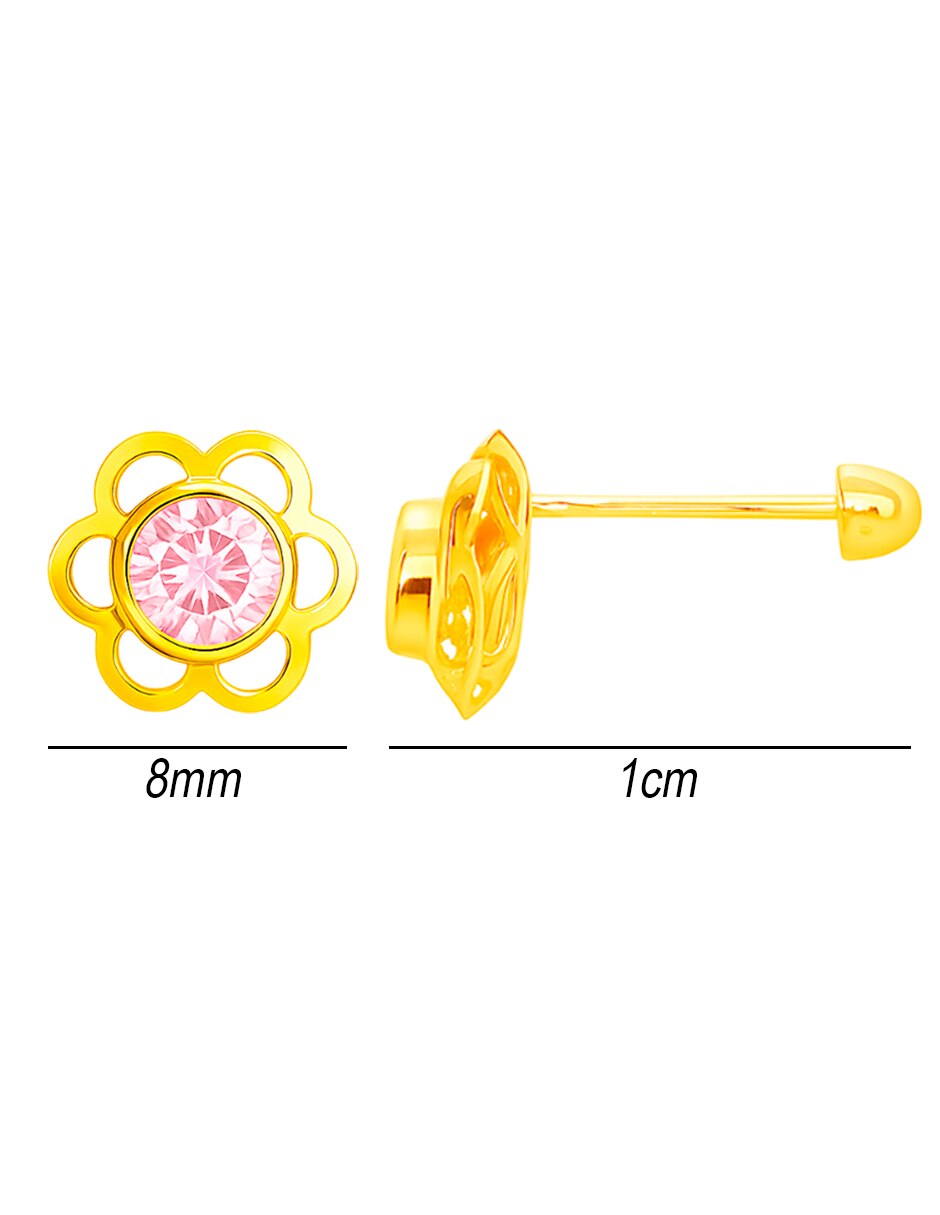 Broqueles de oro 14 k con acabado brillante zirconia 6
