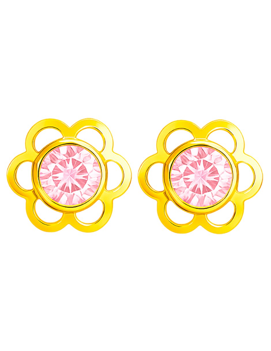 Broqueles de oro 14 k con acabado brillante zirconia 3