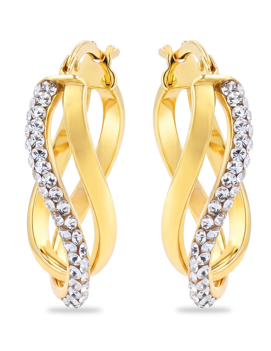 Arracadas de plata vermeil p 925 y 14 k con acabado brillante zirconia Arracadas de plata vermeil p 925 y 14 k con acabado brillante zirconia