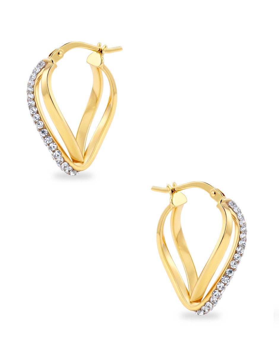 Arracadas de plata vermeil p 925 y 14 k con acabado brillante zirconia 2