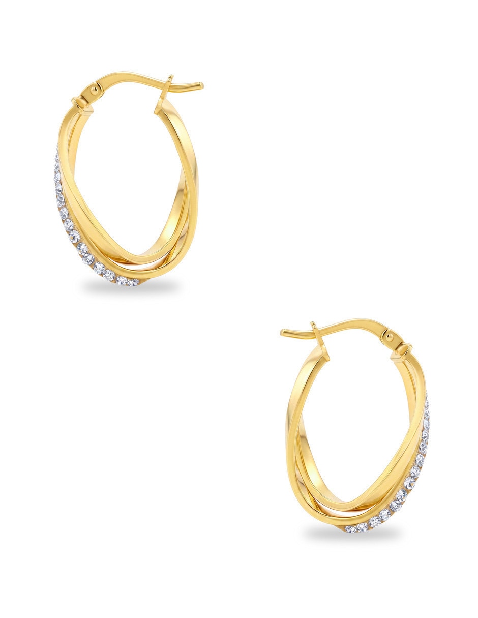 Arracadas de plata vermeil p 925 y 14 k con acabado brillante zirconia 3