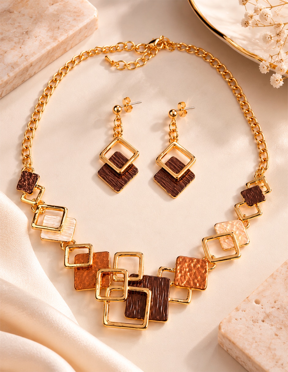 Set de collar y aretes de acero inoxidable 4