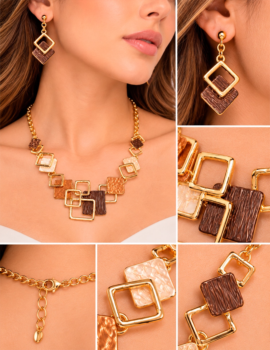 Set de collar y aretes de acero inoxidable 5