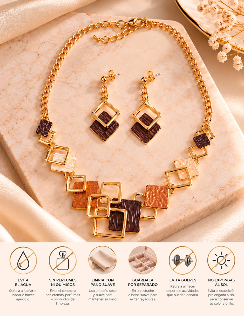 Set de collar y aretes de acero inoxidable 6